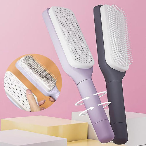 Self-Cleaning Hairbrush with Rotating Comb Design